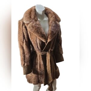 Vintage Mink And Suede Belted Jacket
